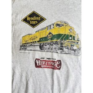 Reading Lines Heritage Locomotives T-Shirt Mens Large Gray Gildan Graphic Train